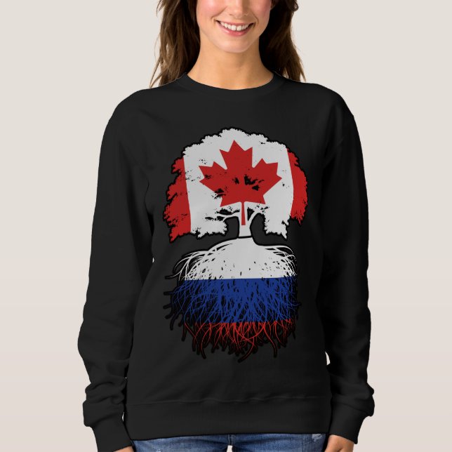 Sweatshirt Russie Russie Canada drapeau des racines de l'arbr (Devant)
