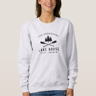 Sweatshirt Rustic Lake House Boat Oars Trees Nom de famille