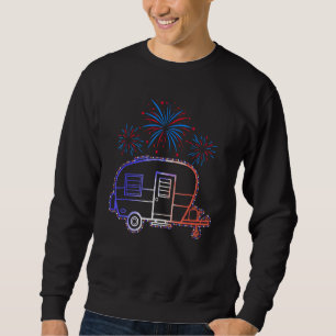Sweatshirt RV Camping Drapeau Américain Feu d'artifice 4 juil