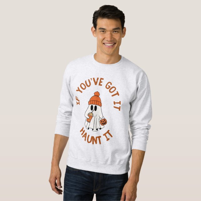 Sweatshirt Sac à main Halloween de fantôme mignon avec des vi (Devant entier)