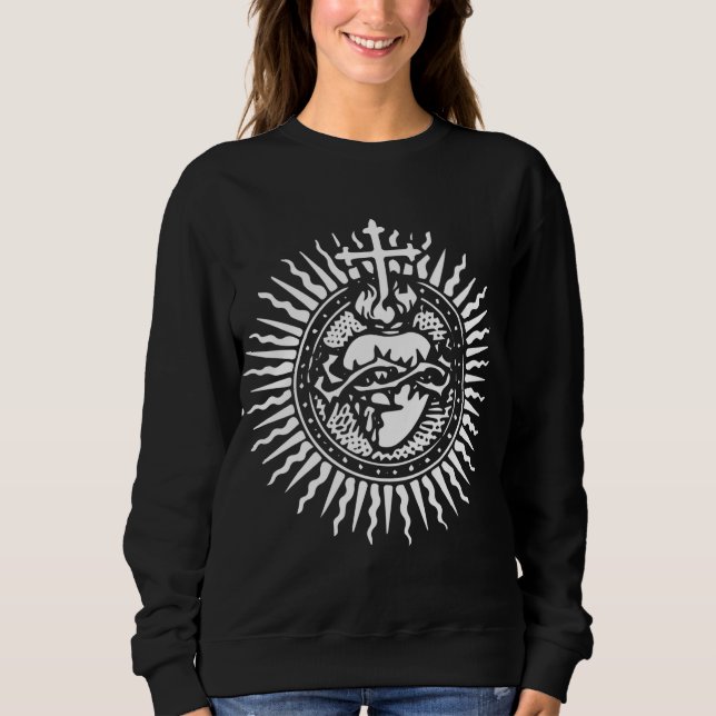 Sweatshirt Sacré Coeur de Jésus Catholique Traditionnel M (Devant)