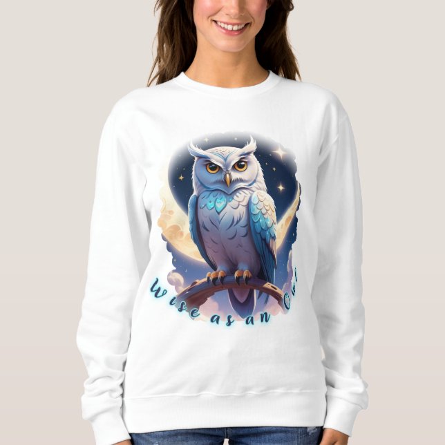Sweatshirt Sage comme un hibou, Calme comme la lune (Devant)