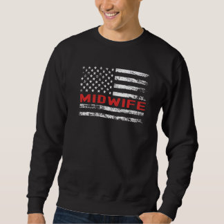 Sweatshirt Sage-femme Drapeau États-Unis Profession Rétro Tit