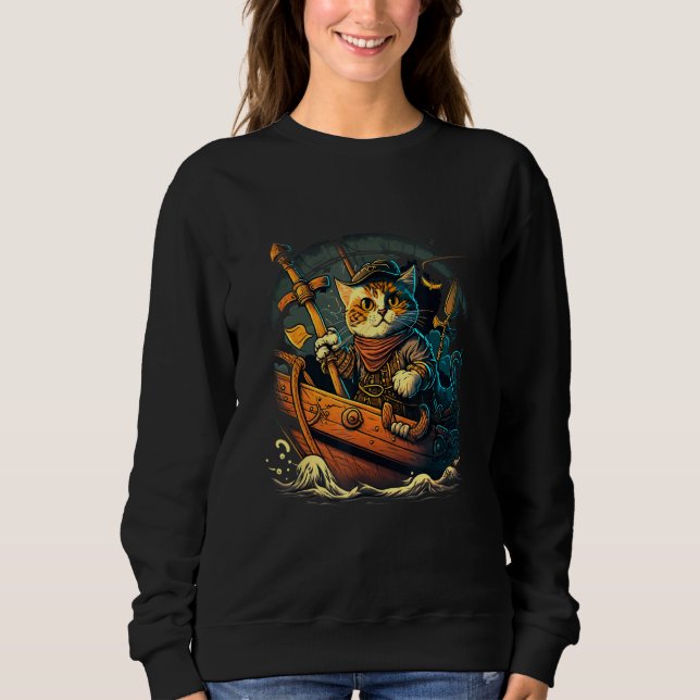 Sweatshirt Sail the Seven Seas with Pirate Cat Design for Ani (Devant)