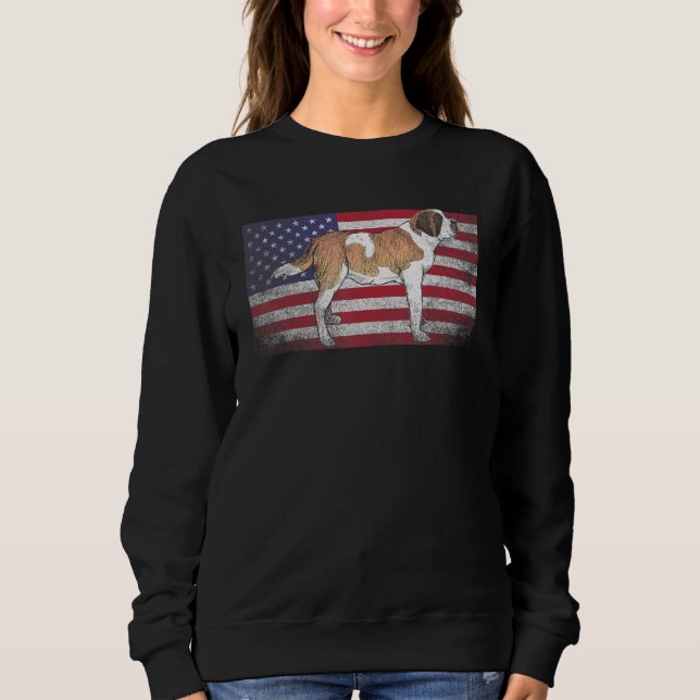 Sweatshirt Saint Bernard Dog 4 juillet Drapeau Américain Amér (Devant)