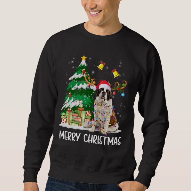 Sweatshirt Saint Bernard Lampes de Noël Arbre Père Noël Xmas  (Devant)