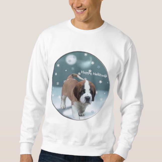 Sweatshirt Saint Bernard Puppy Cadeaux de Noël (Devant)