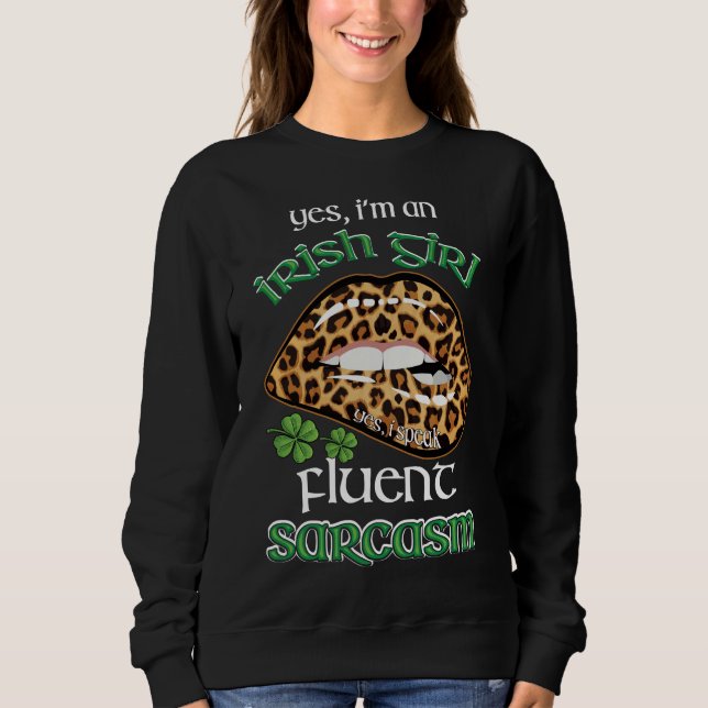 Sweatshirt Saint Patrick's day Je suis une Irlandaise Leopard (Devant)