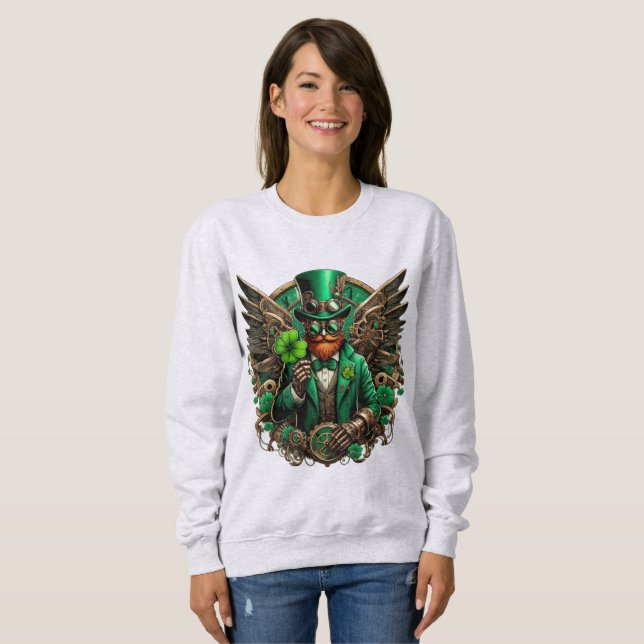 Sweatshirt Saint Patrick's Day trèfle à vapeur (Devant entier)