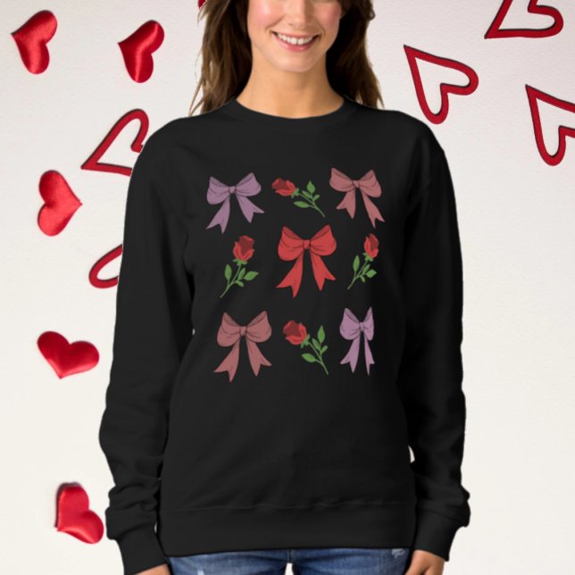 Sweatshirt Saint-Valentin Bows rouges et roses mignons (Créateur téléchargé)