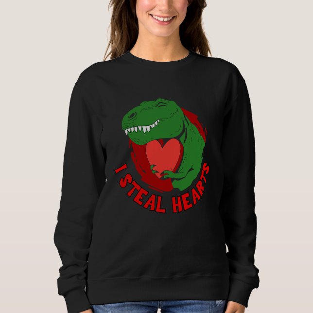 Sweatshirt Saint-Valentin Dinosaure rex  Je Vole des Cœurs Ga (Devant)