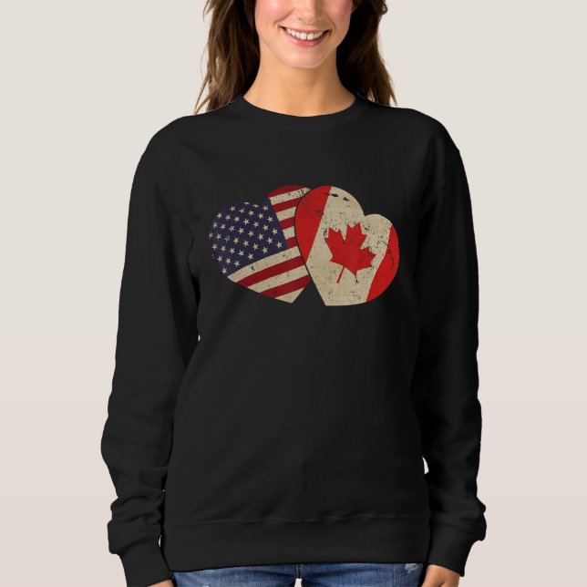 Sweatshirt Saint-Valentin Drapeau États-Unis Américain Canadi (Devant)