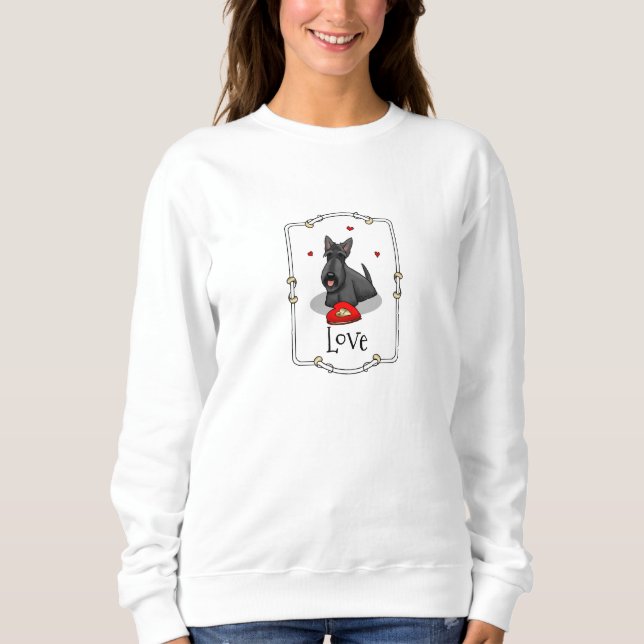 Sweatshirt Saint-Valentin (rouge) Chien écossais (noir) migno (Devant)