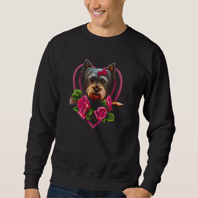 Sweatshirt Saint-Valentin Yorkshire Terrier Chien Saint-Valen (Devant)