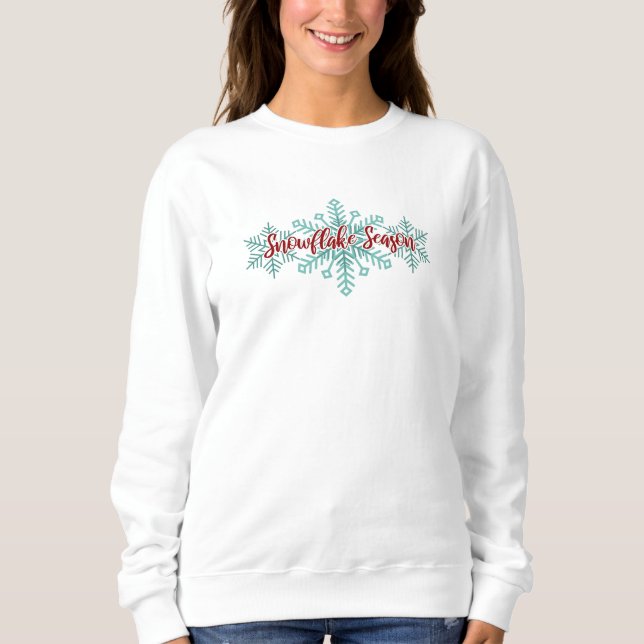 Sweatshirt Saison de flocon de neige Script hiver Turquoise N (Devant)