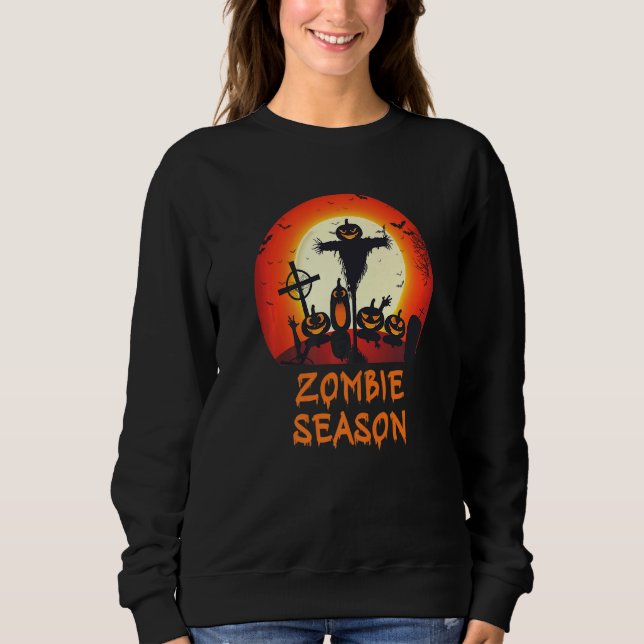 Sweatshirt Saison de zombies Cimetière effrayant au clair de  (Devant)