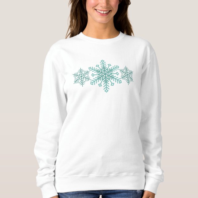 Sweatshirt Saison des flocons de neige hiver Turquoise (Devant)