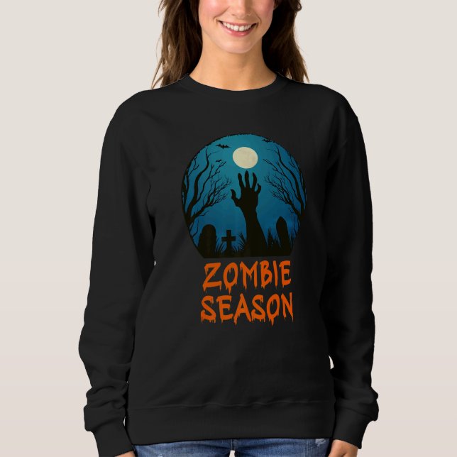 Sweatshirt Saison des zombies Cimetière au clair de lune Enfa (Devant)