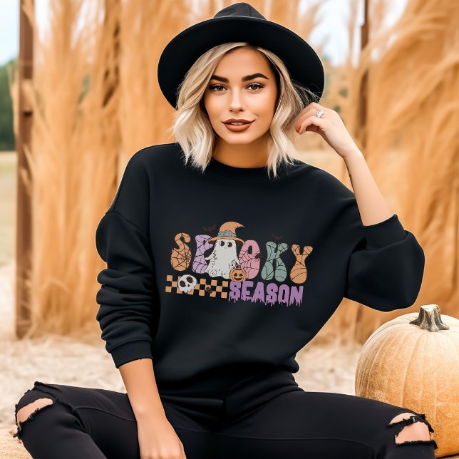 Sweatshirt Saison éffrayante Retro Halloween Super (Créateur téléchargé)