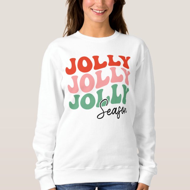 Sweatshirt Saison Jolly Jolly Saison Retro Typographie de vac (Devant)