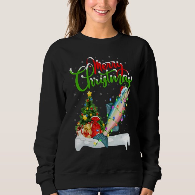 Sweatshirt Salmon Fish   Xmas Decorations Santa Salmon Christ (Devant)