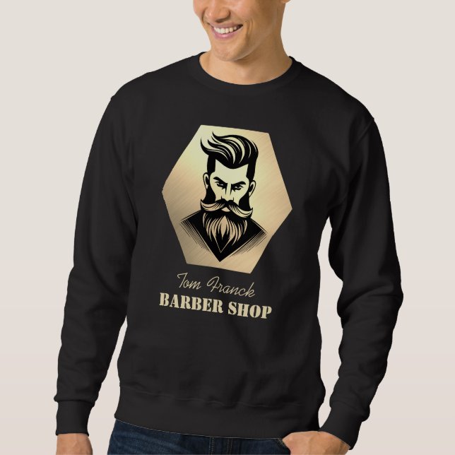 Sweatshirt Salon de coiffure professionnel noir et or (Devant)