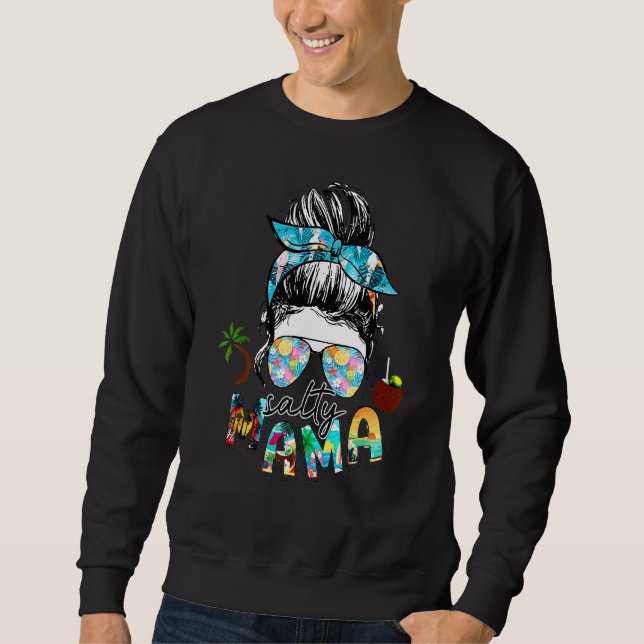 Sweatshirt Salty Mama Hello Summer Beach Summertime Messy Bu (Devant)