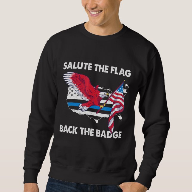 Sweatshirt Saluez Le Drapeau Retour L'Insigne Police Bald Eag (Devant)