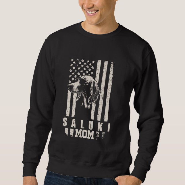 Sweatshirt Saluki Chien Maman Drapeau Américain Cadeaux pour  (Devant)