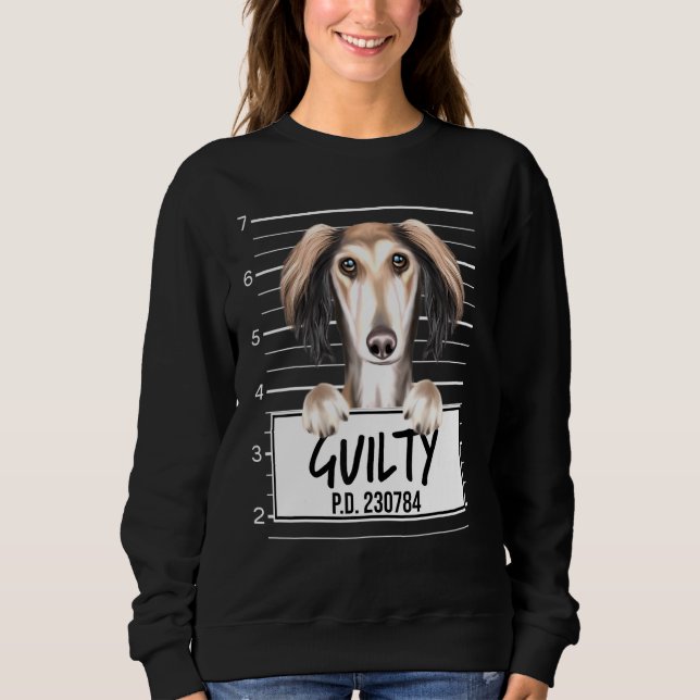 Sweatshirt Saluki Mugshot Chien coupable (Devant)