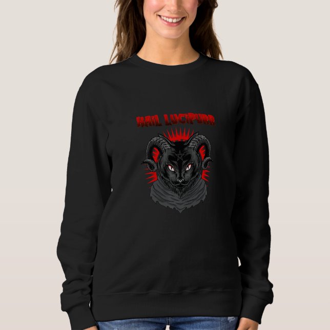 Sweatshirt Salut Lucipurr Diable Chat Pentagramme Satan Migno (Devant)