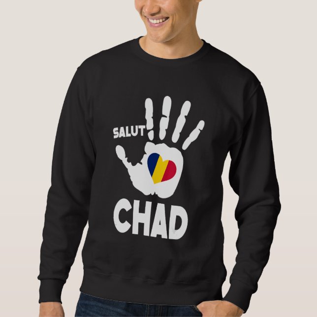 Sweatshirt Salut Tchad Avec Le Drapeau Tchad Dans Un Coeur Am (Devant)