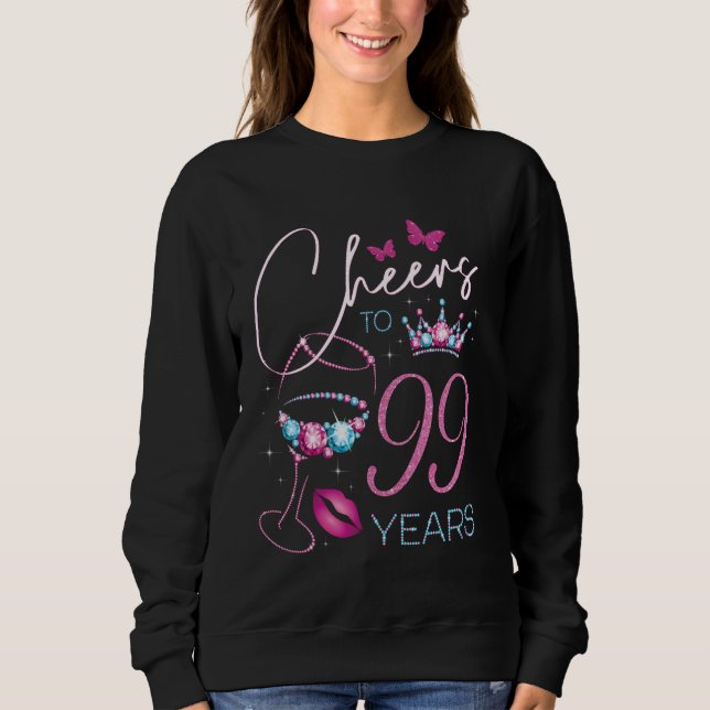 Sweatshirt Salutations à 99 Ans 99e Anniversaire Fête Femme Q (Devant)