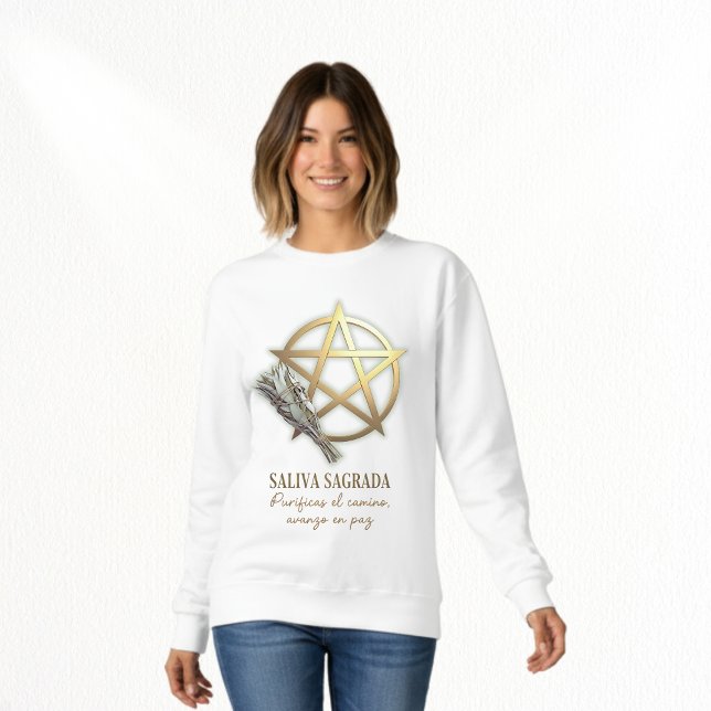 Sweatshirt Salvia sagrada Pentáculo dorado (Bonita sudadera pagana, pentagrama y salvia como elementos de ritual magia blanca)