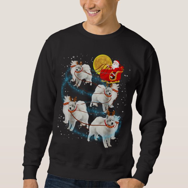 Sweatshirt Samoyé Reindeer feux de Noël Pyjama (Devant)