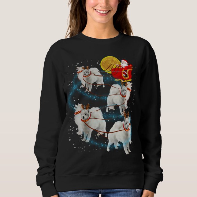 Sweatshirt Samoyé Reindeer feux de Noël Pyjama (Devant)