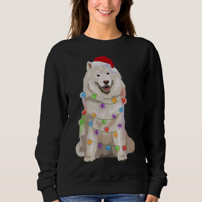 Sweatshirt Samoyed Noël Lumières Noël Amoureux des chiens Noë (Devant)