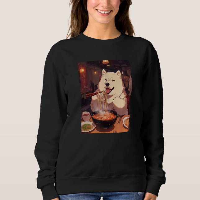 Sweatshirt Samoyed Ramen Funny Chien Nourriture japonaise (Devant)