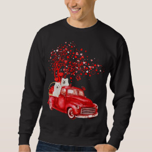 Sweatshirt Samoyed Riding Camion Rouge Saint-papillon Coeur