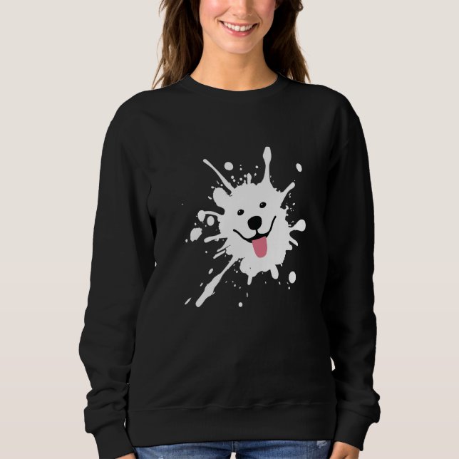 Sweatshirt Samoyed Splatter Happy Puppy Dog Face   (Devant)