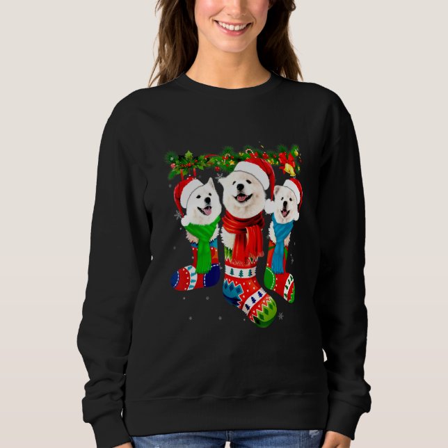 Sweatshirt Samoyède en chaussettes de Noël Swea (Devant)