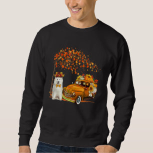 Sweatshirt Samoyède portant un chapeau d'automne arbre camion