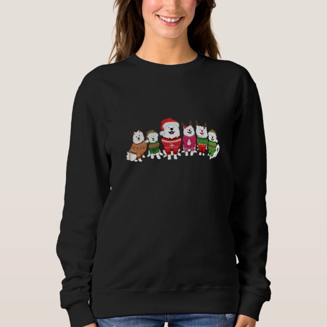 Sweatshirt Samoyèdes en pulls de Noël (Devant)