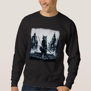 Sweatshirt Samurai Chat Japonais Guerrier Vintage