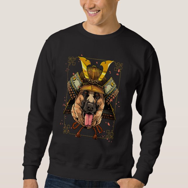 Sweatshirt Samurai German Shepherd Dog  Japanese Warrior Bush (Devant)