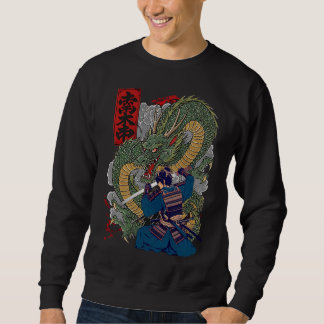 Sweatshirt Samurai Guerrier face à Fierce Dragon Art Japonais