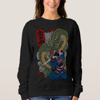 Sweatshirt Samurai Guerrier face à Fierce Dragon Art Japonais