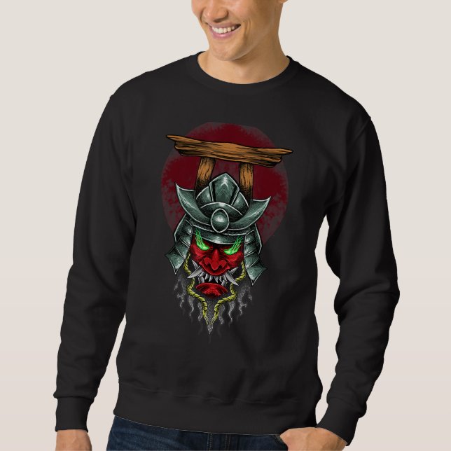 Sweatshirt Samurai Guerrier Japonais Bushido Dragon Oni Cheva (Devant)