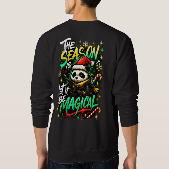 Sweatshirt Samurai Panda Christmas Magic Men's Edgy Winter (Dos)