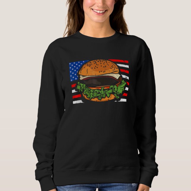 Sweatshirt Sandwich Hamburger avec nous Drapeau 4 juillet (Devant)